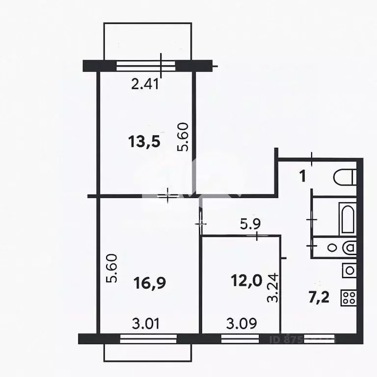 3-к кв. Новосибирская область, Новосибирск ул. Петухова, 122 (60.0 м) - Фото 1