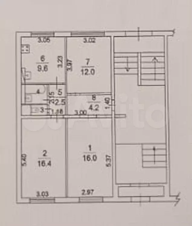 3-к. квартира, 63,6 м, 1/5 эт. - Фото 0