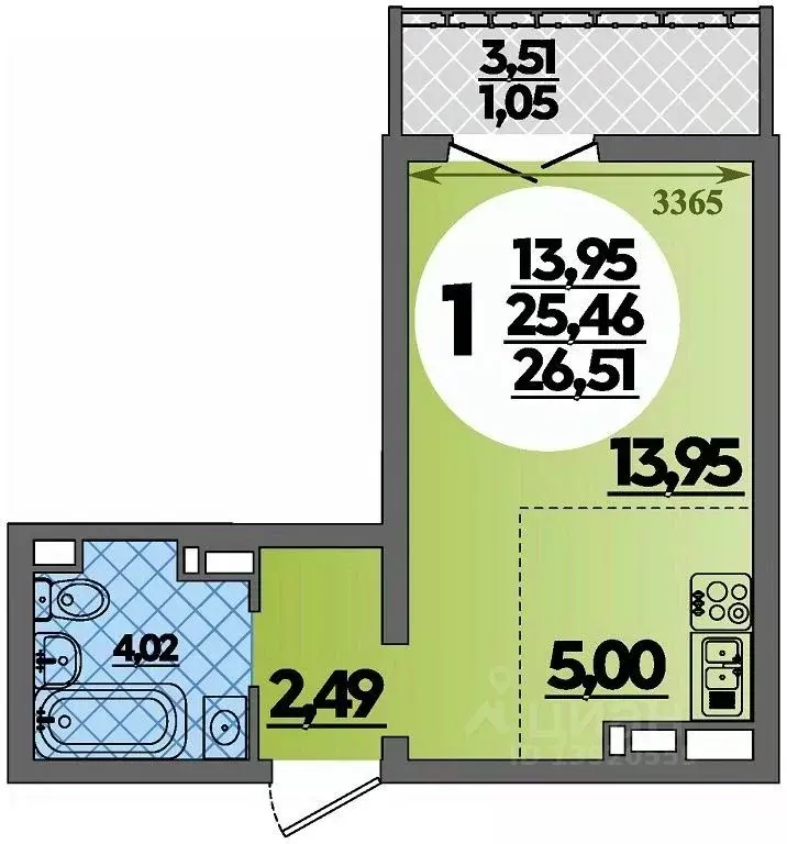 Студия Краснодарский край, Новороссийск Город у Моря жилой комплекс ... - Фото 1