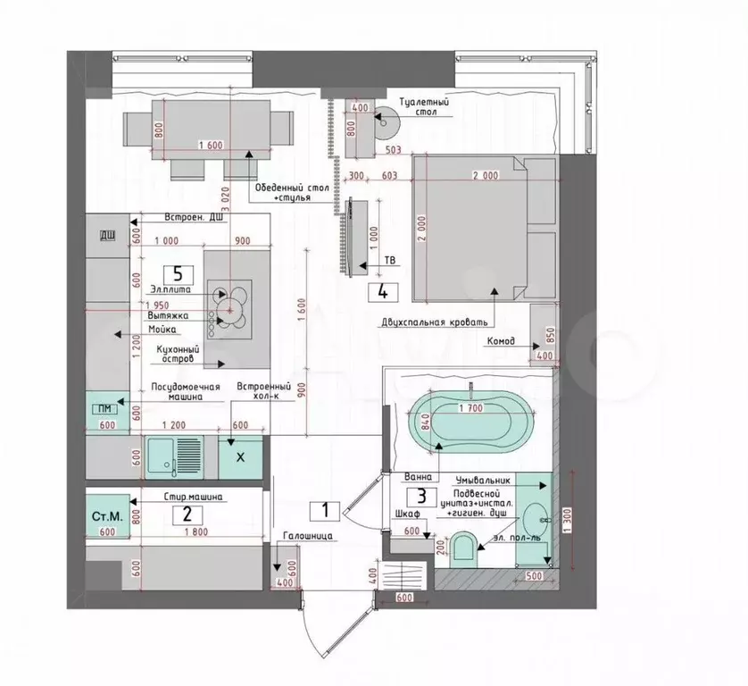 Квартира-студия, 42,8 м, 8/36 эт. - Фото 0
