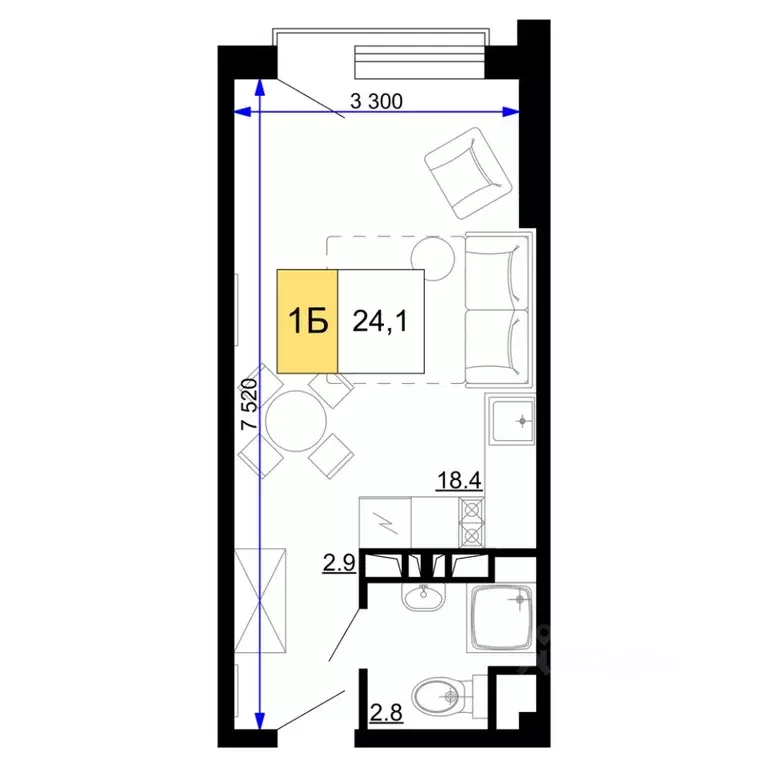 1-к кв. Краснодарский край, Анапа проезд Сосновый (24.1 м) - Фото 1