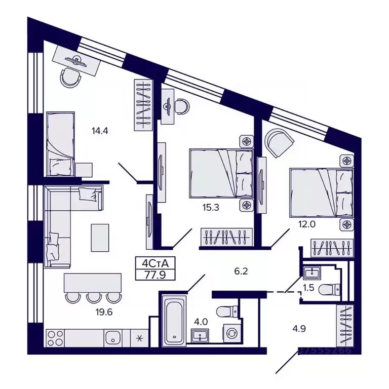 4-к кв. Хабаровский край, Хабаровск ул. Карла Маркса, 96/1 (77.95 м) - Фото 1