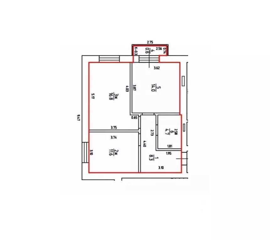2-к кв. Калининградская область, Пионерский Октябрьская ул., 3Б к1 ... - Фото 2
