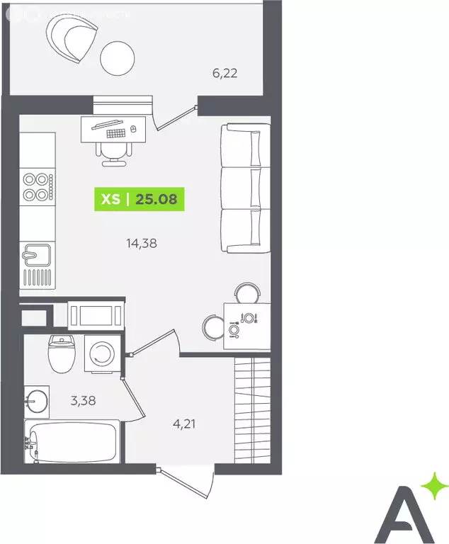 Квартира-студия: Кудрово, Солнечная улица, 10к2 (23.5 м) - Фото 1