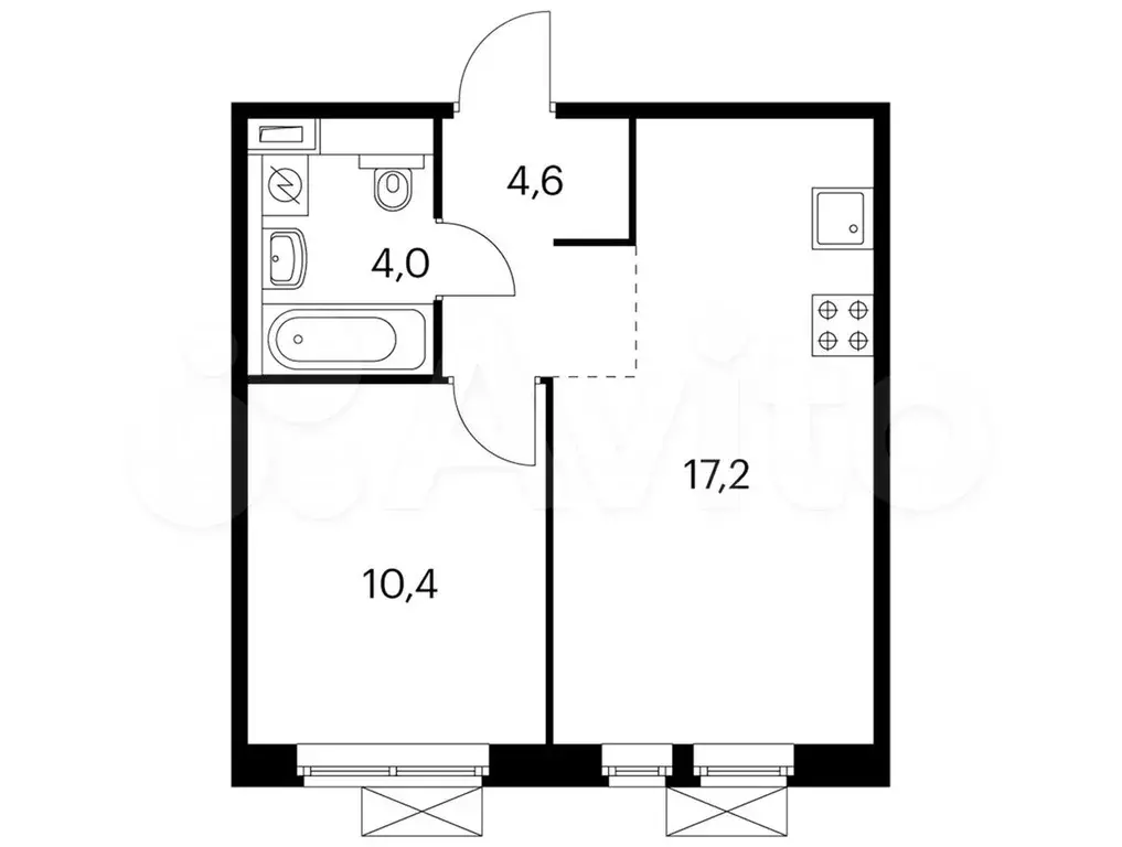 1-к. квартира, 36,3 м, 2/9 эт. - Фото 0