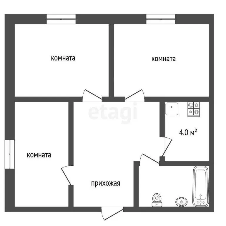3-комнатная квартира: Менделеевск, Профсоюзная улица, 4 (51 м) - Фото 0