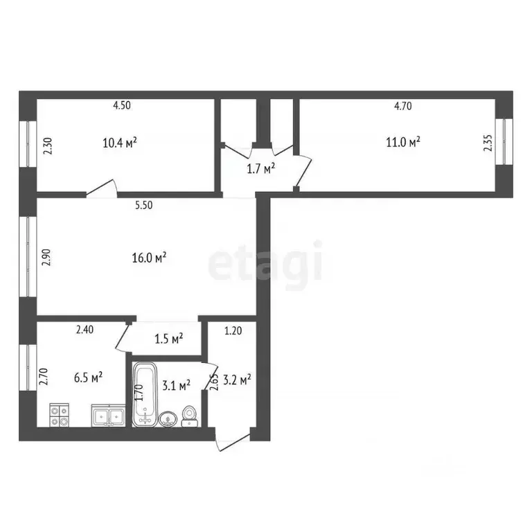 3-к кв. Краснодарский край, Новороссийск просп. Ленина, 42 (55.4 м) - Фото 1