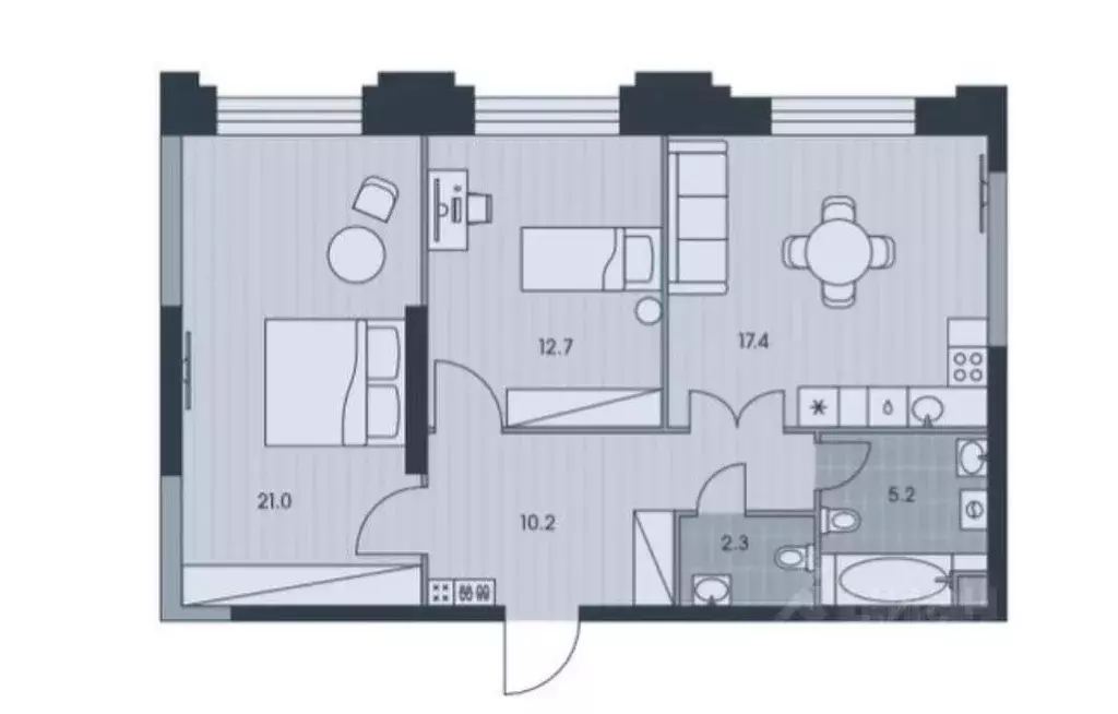 3-к кв. Москва ул. Архитектора Власова, 71к1 (69.0 м) - Фото 2