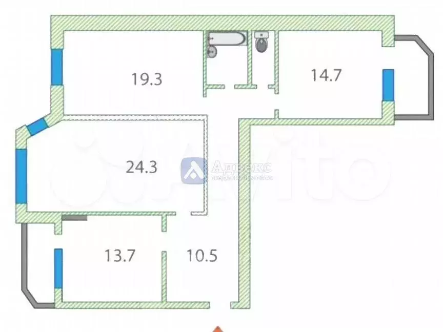 3-к. квартира, 90 м, 1/14 эт. - Фото 0