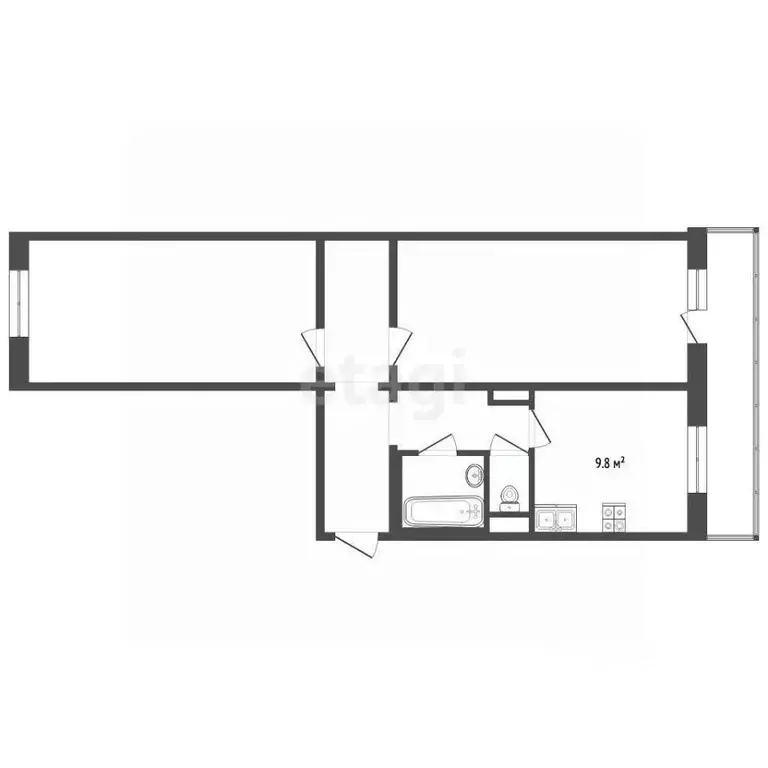 2-к кв. Забайкальский край, Чита 9-й мкр, 5 (56.1 м) - Фото 2