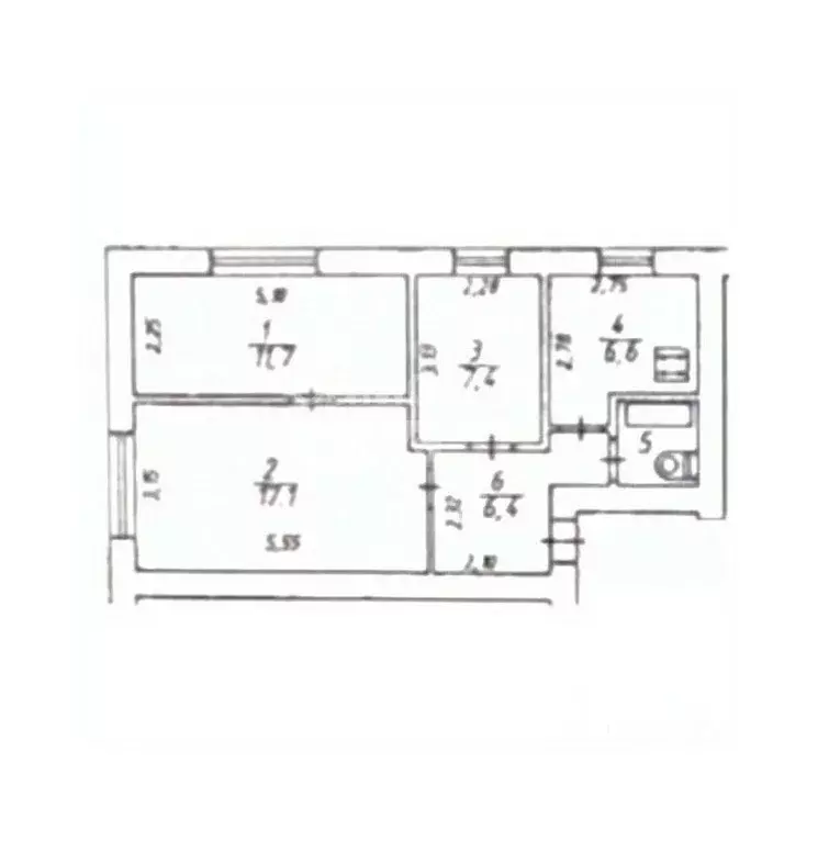 3-к кв. Калужская область, с. Перемышль ул. Гагарина, 7 (52.0 м) - Фото 2