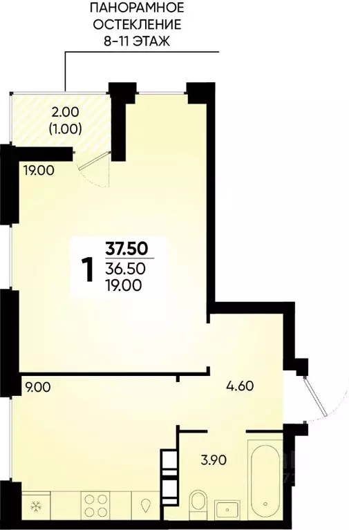 1-к кв. Краснодарский край, Краснодар ул. Доблести, 8 (37.5 м) - Фото 0