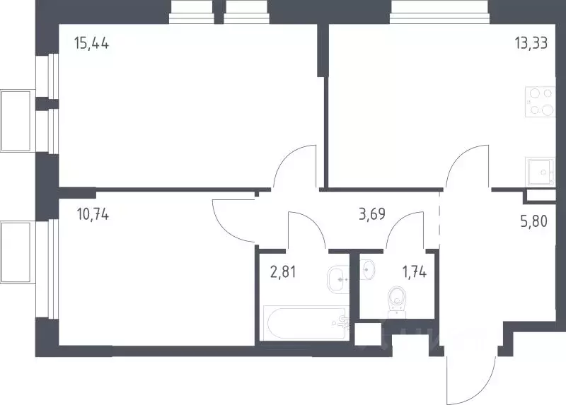 2-к кв. Московская область, Химки Клязьма-Старбеево мкр, Ивакино кв-л, ... - Фото 1