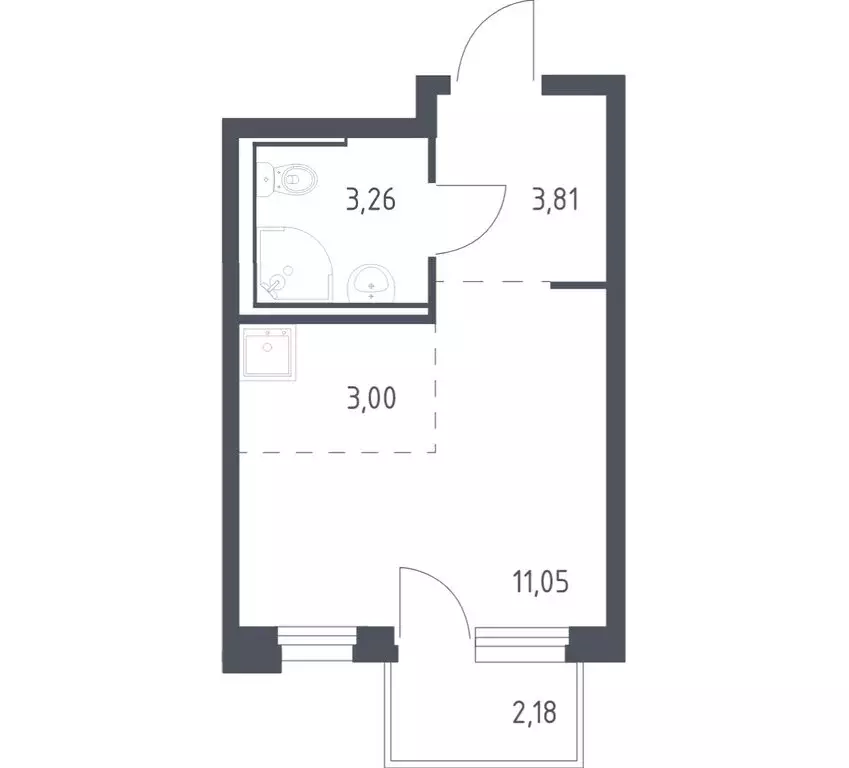 Квартира-студия: Тюмень, улица Юрия Рогачева, 11к1 (21.77 м) - Фото 1