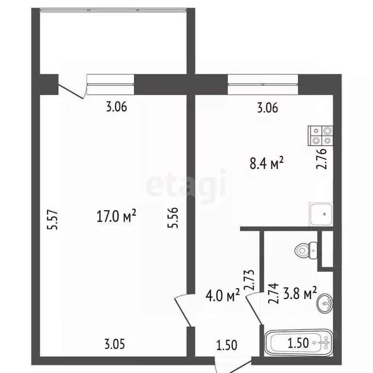 1-к кв. Хабаровский край, Хабаровск Шатурский пер., 3 (33.2 м) - Фото 2
