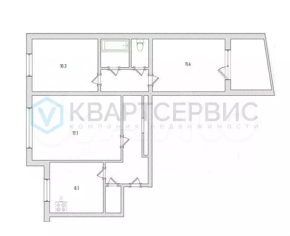 3-к. квартира, 65,6 м, 2/10 эт. - Фото 0