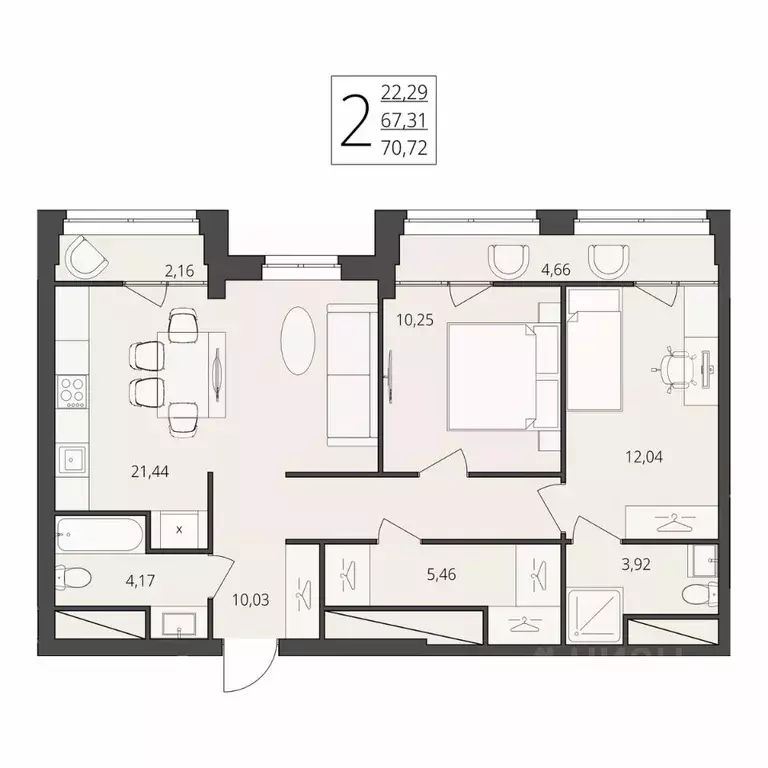 2-к кв. Волгоградская область, Волгоград ул. Степана Разина, 27 (70.72 ... - Фото 1