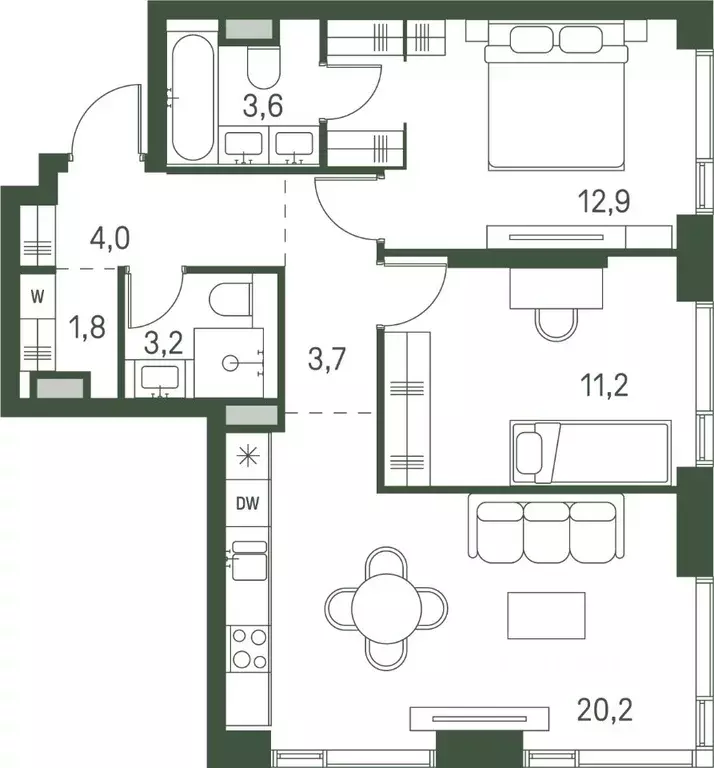 2-к кв. Москва Моментс жилой комплекс, к2.1 (60.6 м) - Фото 0