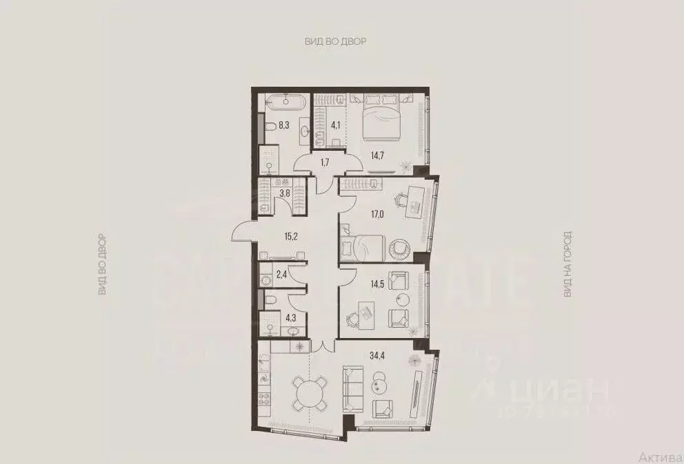 4-к кв. Москва Летниковская ул., 11к1 (120.0 м) - Фото 2