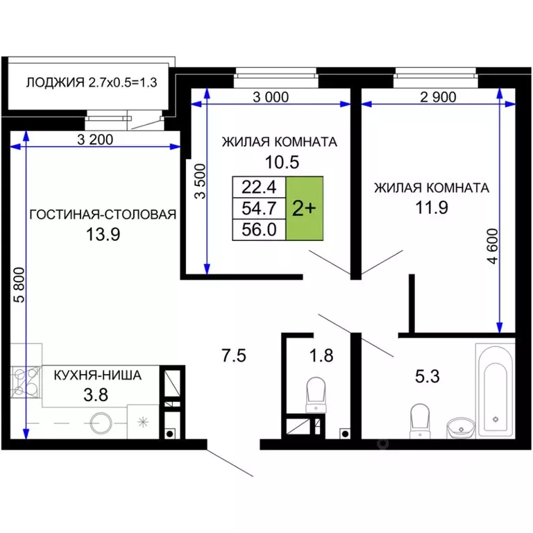 2-к кв. Краснодарский край, Краснодар ул. Летчика Позднякова, 2к22 ... - Фото 0