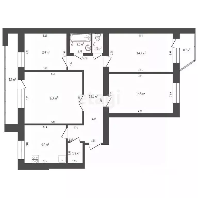 4-к кв. Мордовия, Саранск Красноармейская ул., 48 (83.0 м) - Фото 2