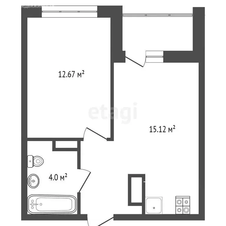 1-комнатная квартира: Патрушева, улица Льва Толстого, 17 (35.8 м) - Фото 1