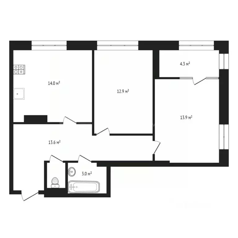 2-к кв. Тюменская область, Тюмень ул. Мельникайте, 36 (64.0 м) - Фото 1