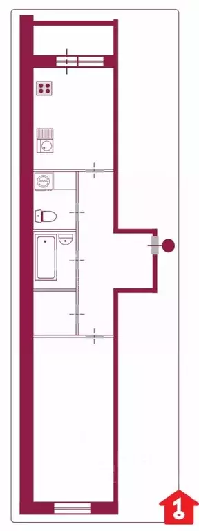 1-к кв. Омская область, Омск ул. Крупской, 13/1 (45.3 м) - Фото 2