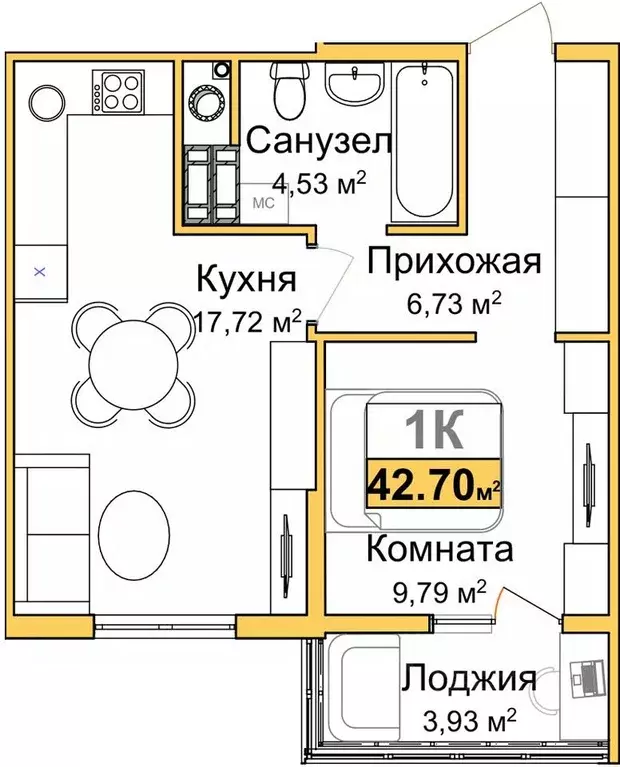 1-к кв. Крым, Симферополь ул. Батурина (40.84 м) - Фото 0