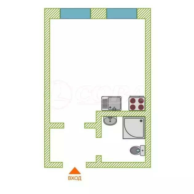 Квартира-студия: Тюмень, Новгородская улица, 3 (27 м) - Фото 0