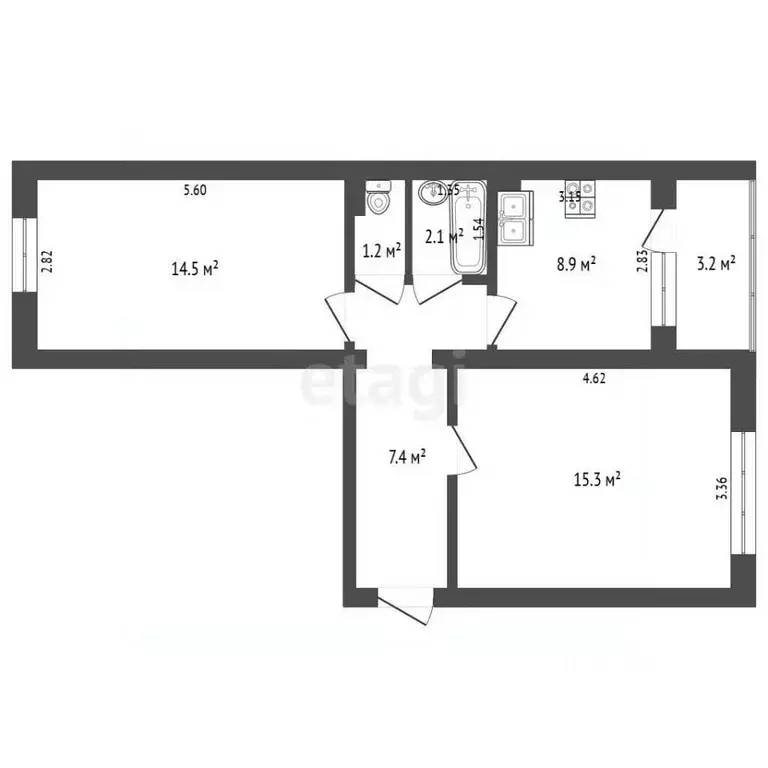 2-к кв. Башкортостан, Бирск ул. 8 Марта, 38 (49.4 м) - Фото 2