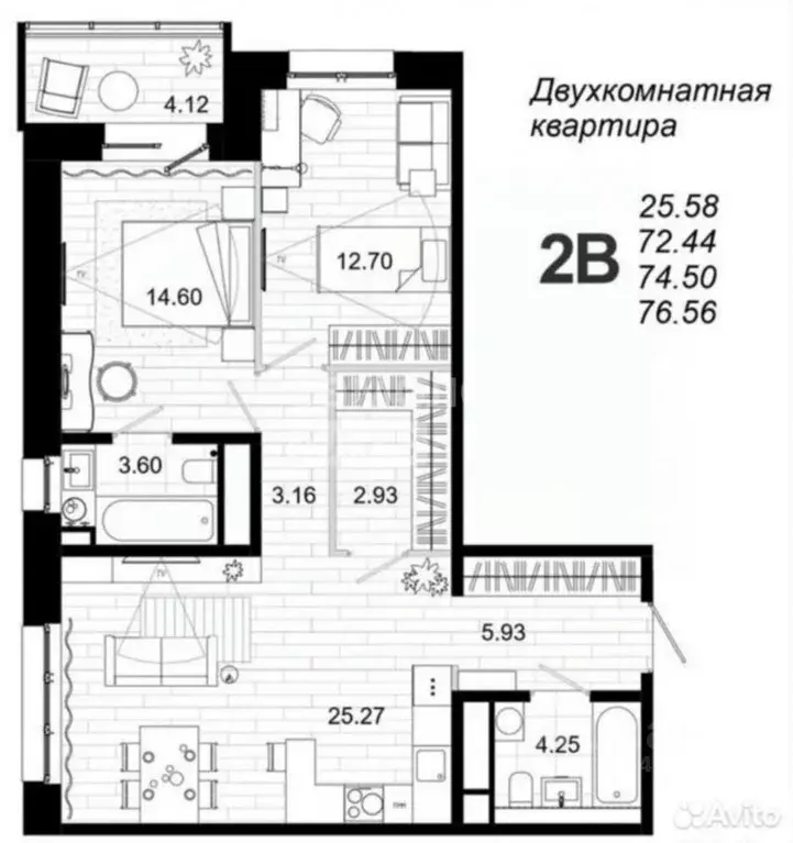 2-к кв. Иркутская область, Иркутск ул. Юрия Левитанского, 12 (77.0 м) - Фото 1