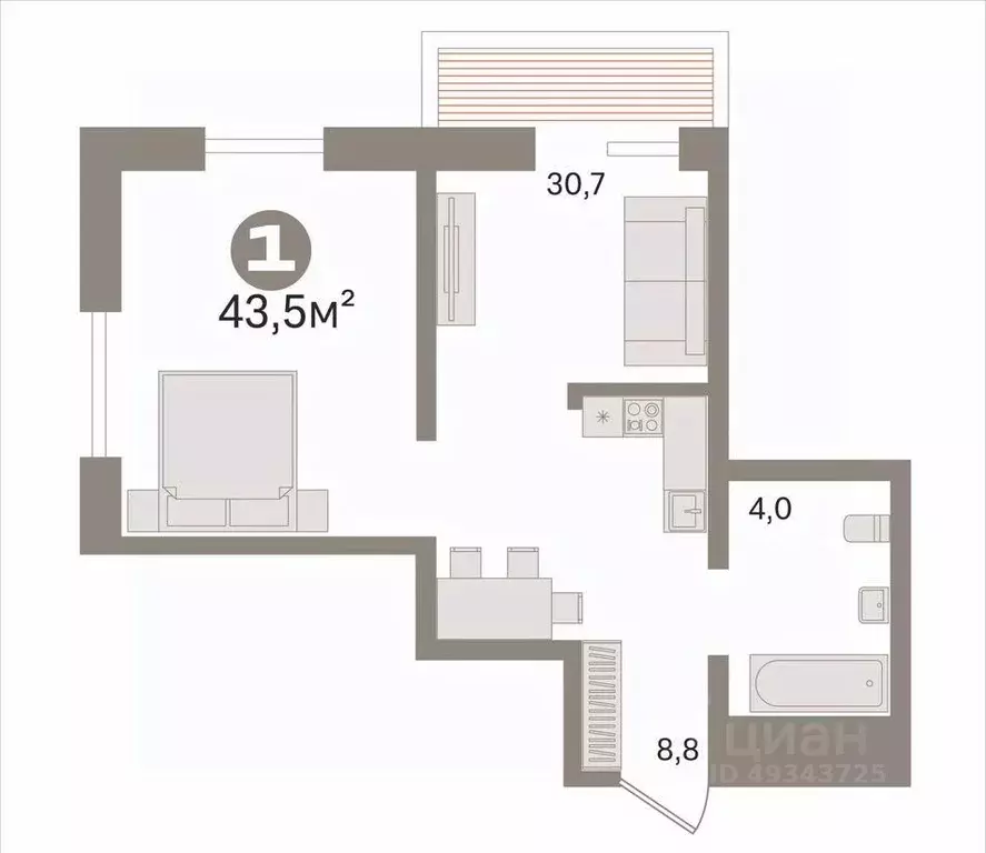 1-к кв. Новосибирская область, Новосибирск Бугринская роща мкр, ул. ... - Фото 2