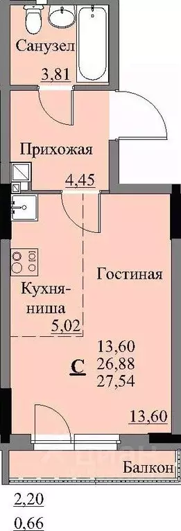 Студия Удмуртия, Ижевск Автопроизводство жилрайон, 3-й мкр, Арден на ... - Фото 0