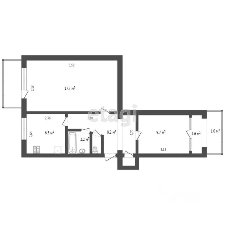 2-к кв. Крым, Евпатория ул. Имени 60-летия ВЛКСМ, 14 (46.3 м) - Фото 2