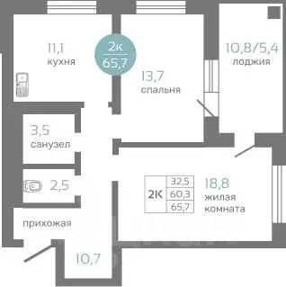 2-к кв. Красноярский край, Красноярск ул. Авиаторов, 7/2 (65.7 м) - Фото 0