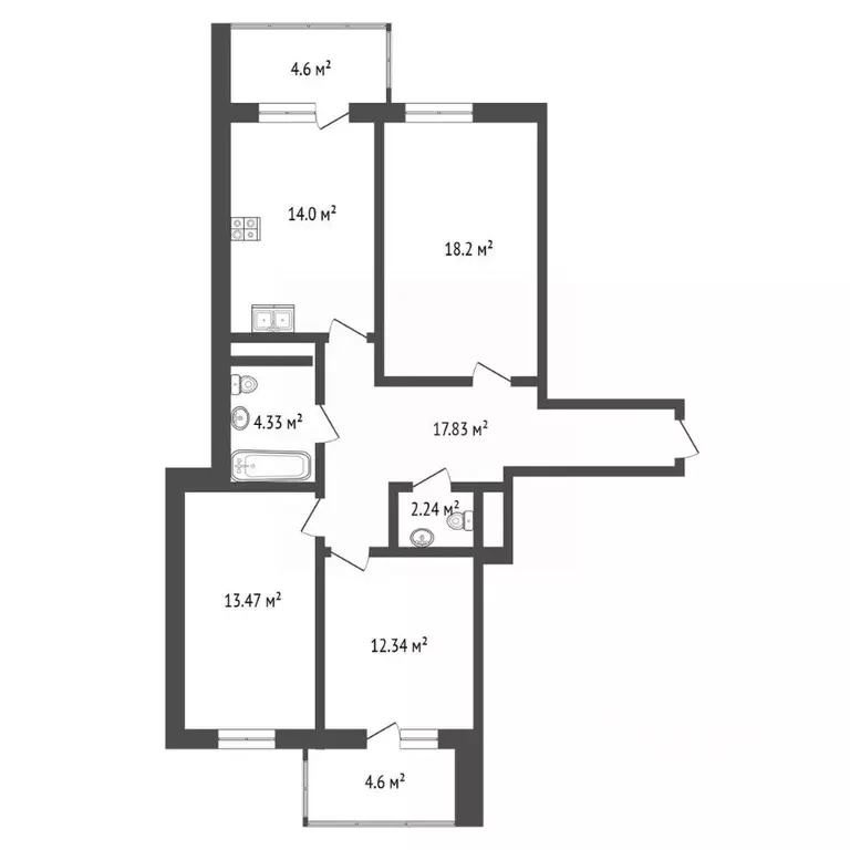 3-к кв. Московская область, Реутов Садовый проезд, 9 (87.0 м) - Фото 2