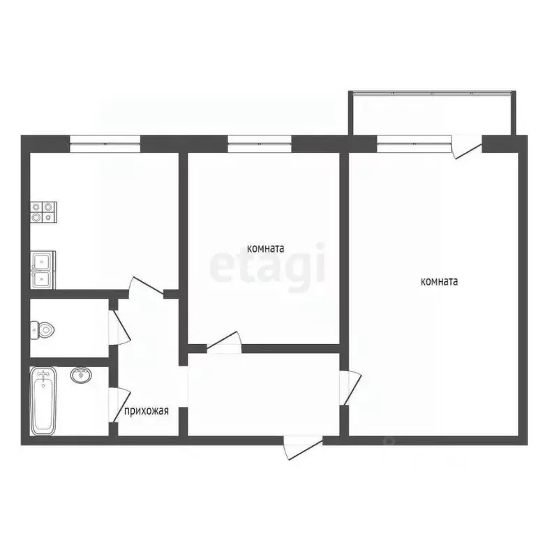 2-к кв. Алтайский край, Бийск Ударная ул., 83/1 (53.2 м) - Фото 2