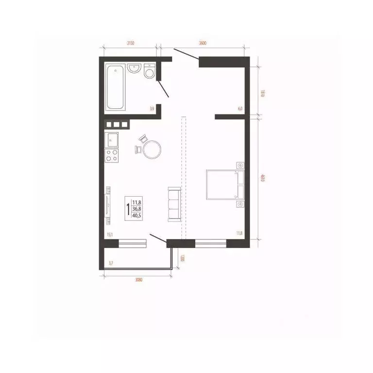 1-к кв. Иркутская область, Иркутск Сарафановская ул. (40.5 м) - Фото 1