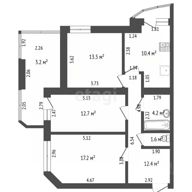 3-к кв. Забайкальский край, Чита ул. Бабушкина, 32Б (75.2 м) - Фото 1