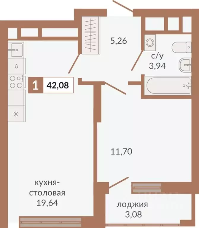 1-к кв. Свердловская область, Екатеринбург пер. Старателей (42.08 м) - Фото 0