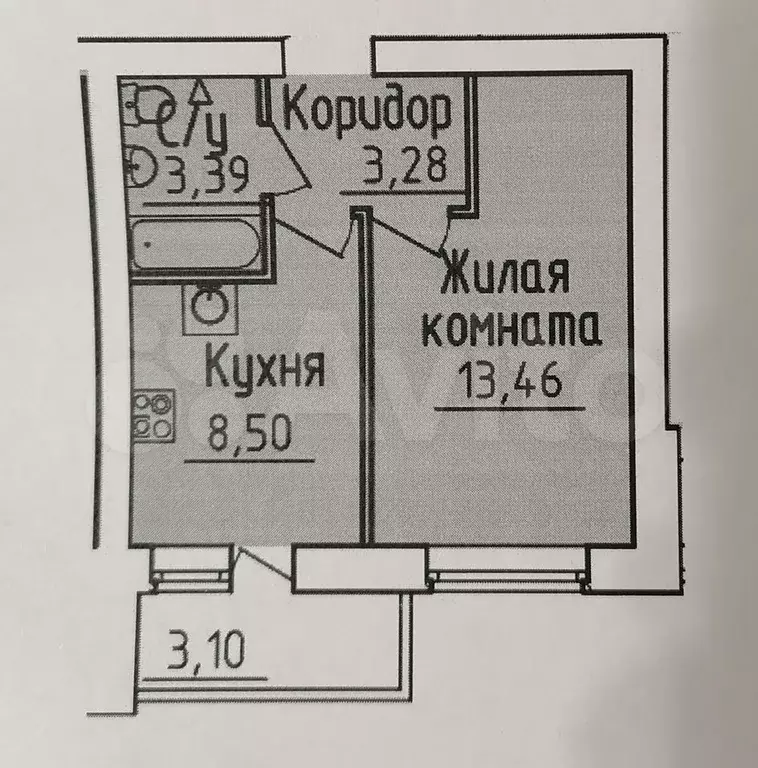 1-к. квартира, 28 м, 8/10 эт. - Фото 0