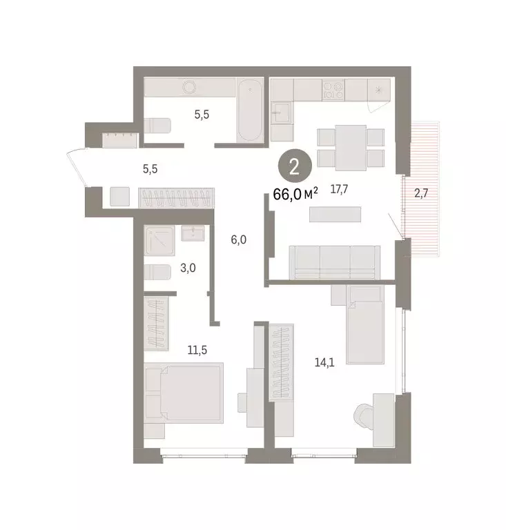 2-комнатная квартира: Екатеринбург, жилой район Сортировочный, ... - Фото 2