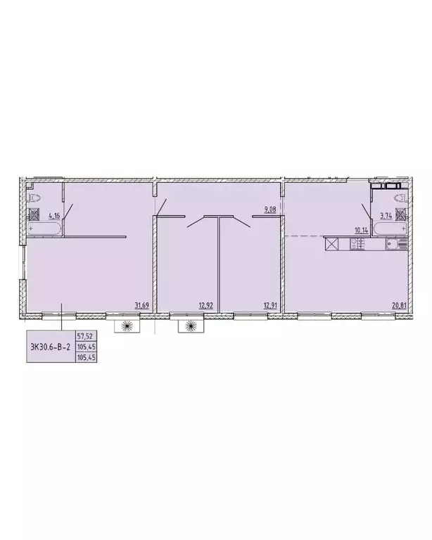 3-к кв. Пензенская область, Пенза Побочинская ул., с9 (105.45 м) - Фото 0