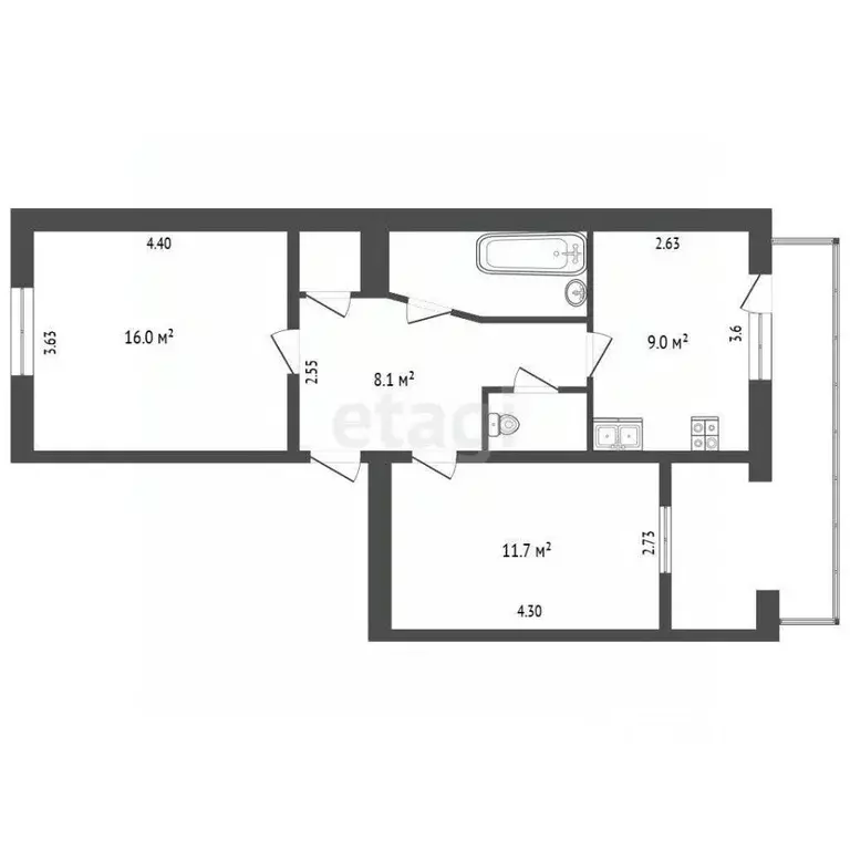 2-к кв. Крым, Бахчисарай ул. Советская, 18 (52.1 м) - Фото 2