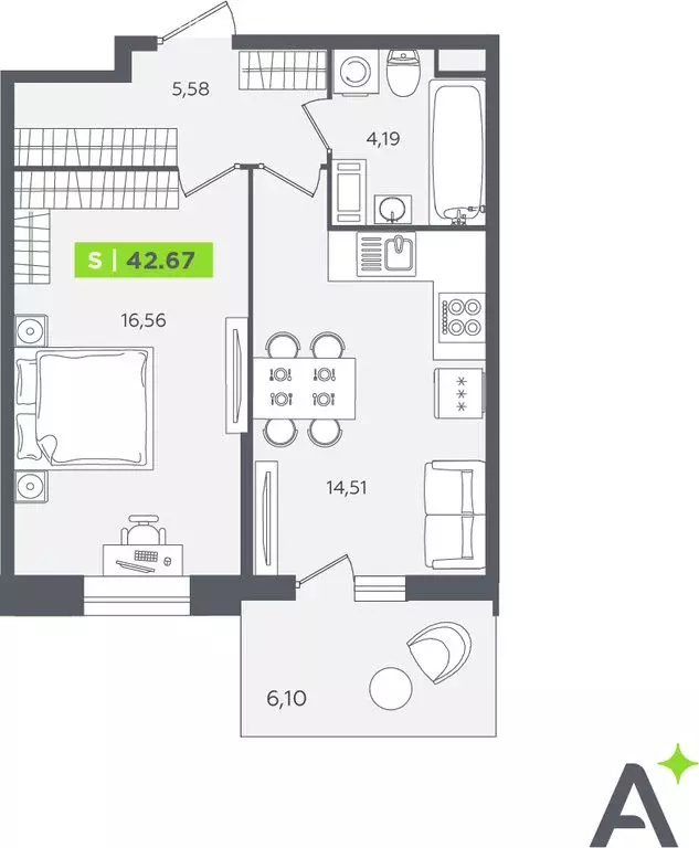 1-комнатная квартира: Кудрово, Солнечная улица, 10к2 (42.2 м) - Фото 1