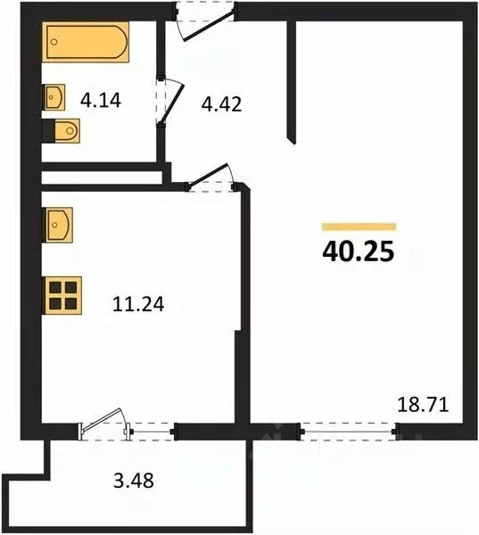 1-к кв. Крым, Симферополь ул. Батурина, 89 (40.0 м) - Фото 2