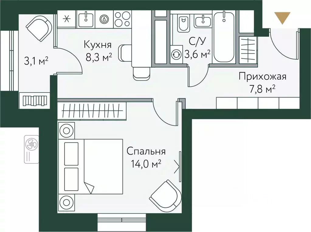 1-к кв. Волгоградская область, Волгоград Новосибирская ул., 74с1 (36.8 ... - Фото 0