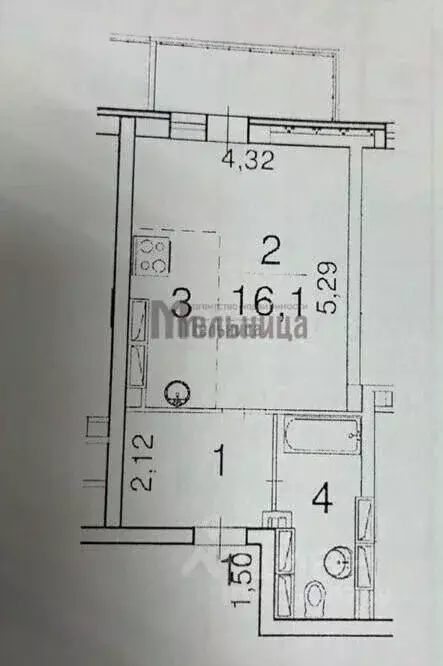 Студия Волгоградская область, Волгоград Гомельская ул., 7 (39.0 м) - Фото 2