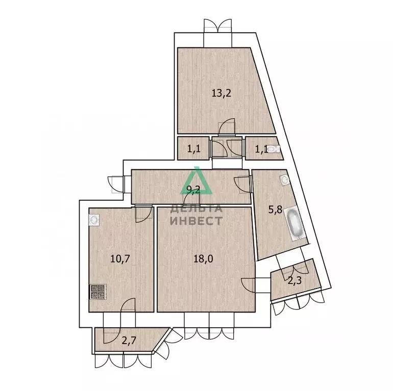 2-к кв. Башкортостан, Уфа ул. Рабкоров, 2/1 (59.1 м) - Фото 2